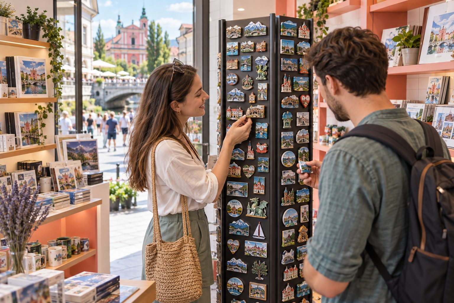Vizualizacija UI: butik v Ljubljani s skrbno izbranim izborom magnetov